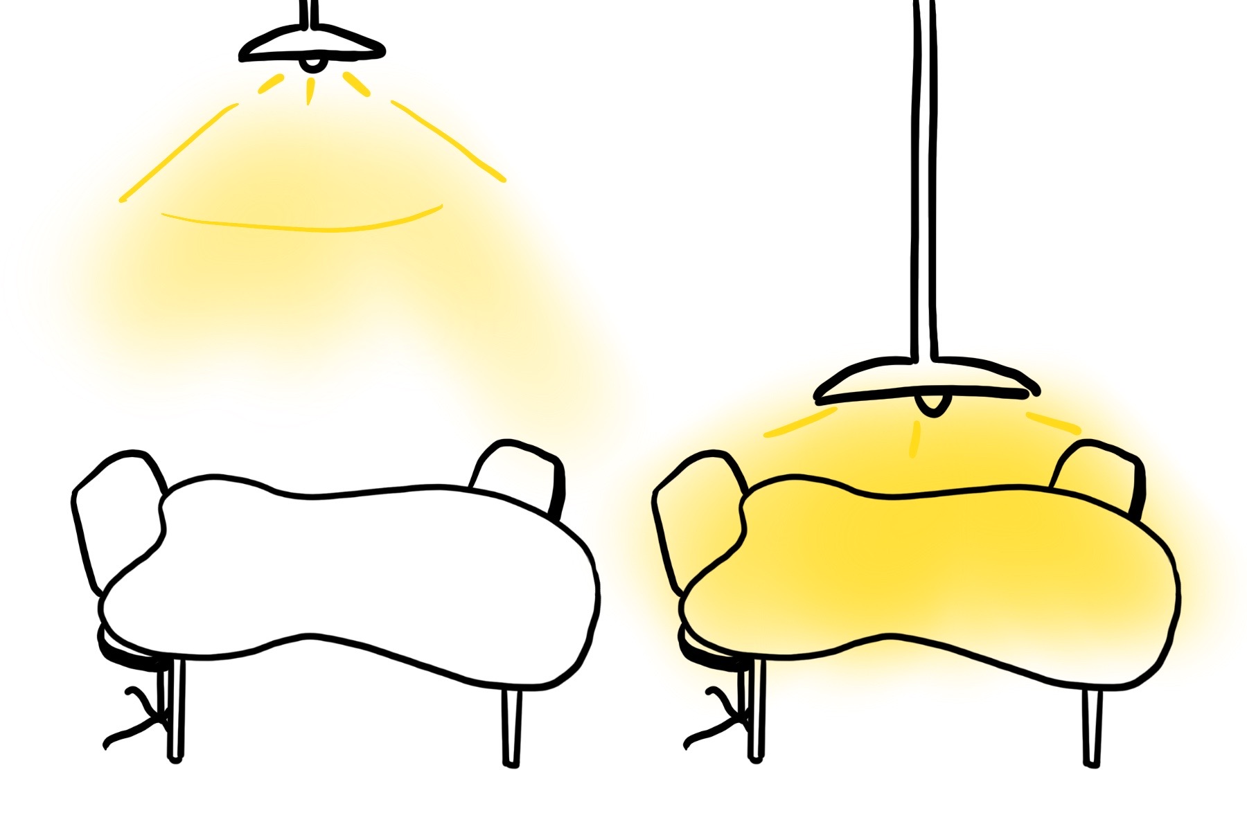 Design for lights in Learning Commons: Overhead lights that you can pull down